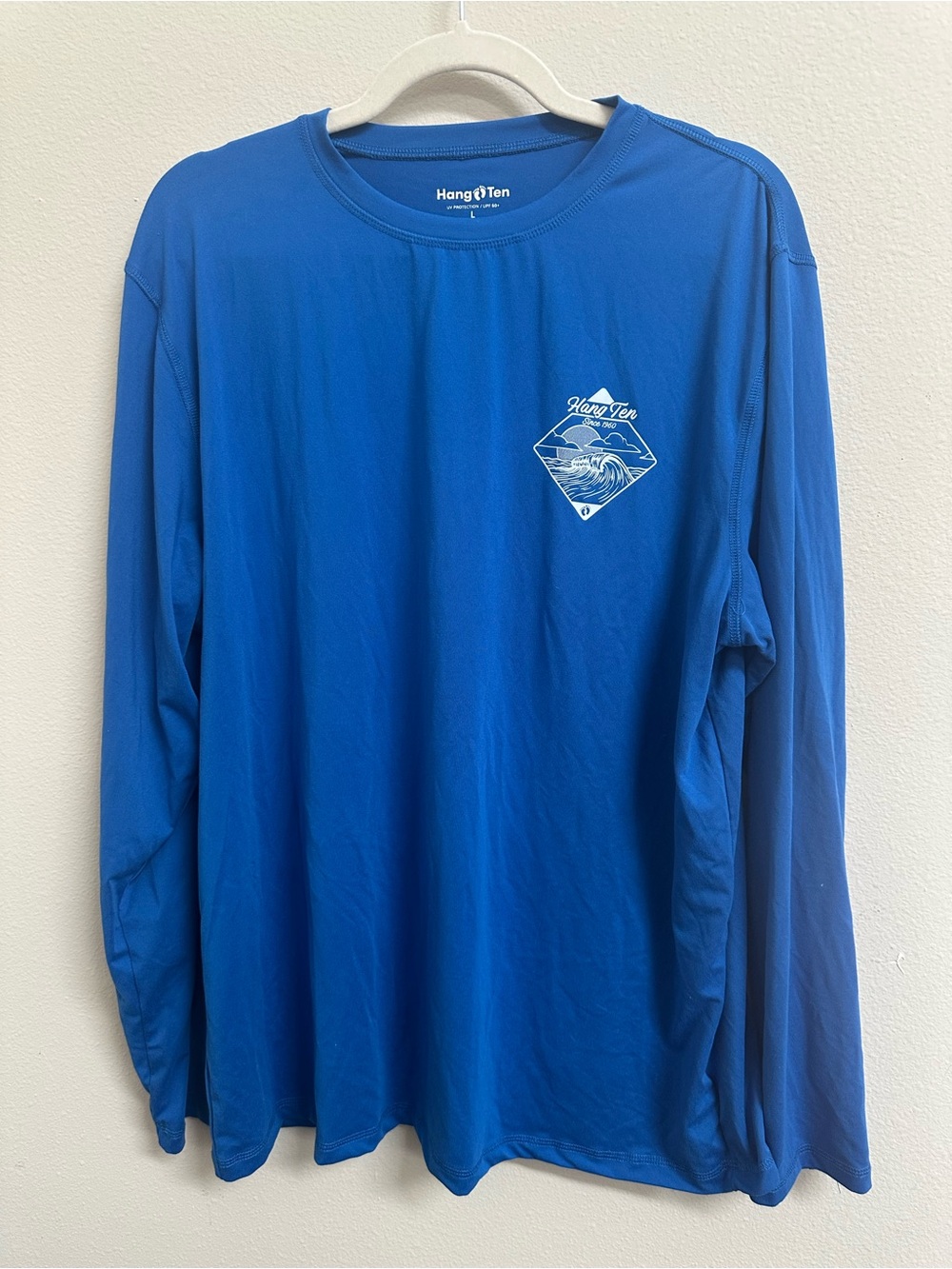 Hang Ten Men's Long-Sleeve Performance Shirt - UV Protection/UPF 50+, Blue